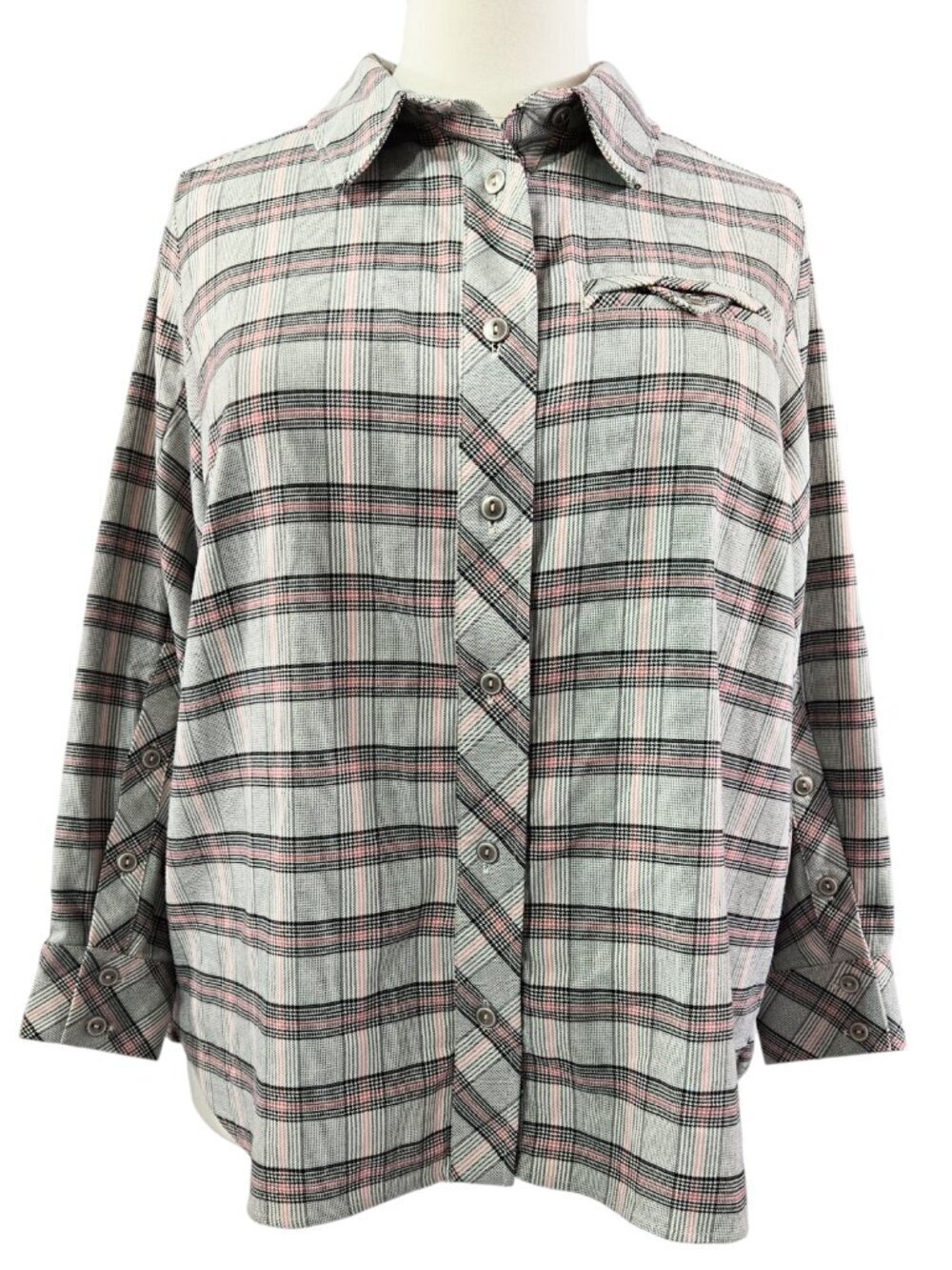 Cabi 4710 Hideout Shacket Button-Up Shirt Plaid Cheer Cream Cabincore